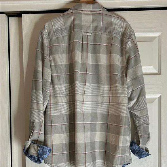 Tommy Bahama Canyon Beach Pebble Clay Plaid Flannel Shirt - Picture 4 of 11